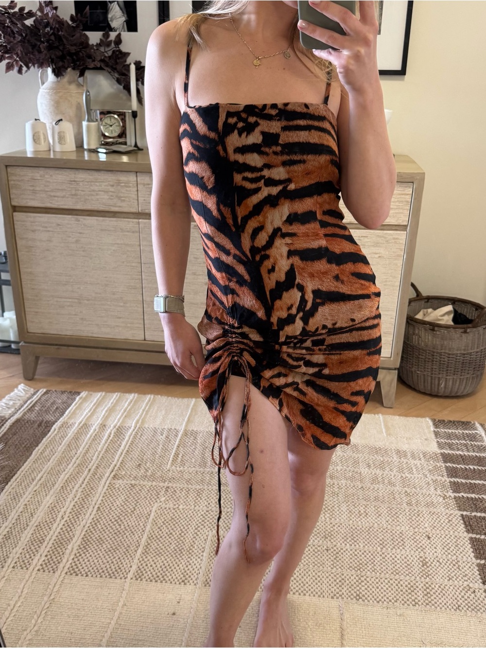 Beach Riot Tiger-Stripe Ruched Mini Slip Dress - Picture 7 of 9